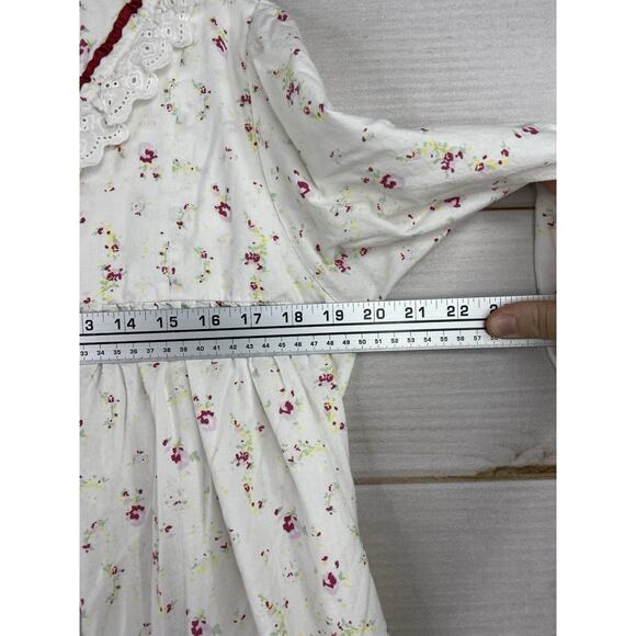 THE 1 FOR U Nightgown Sz M Floral Eyelet Lace Button Up Cotton Prairie - Picture 6 of 10